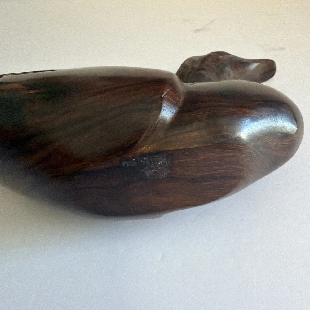 Vintage Hand Carved Iron Wood Duck Decoy Mid Century‎ Home Decor Art